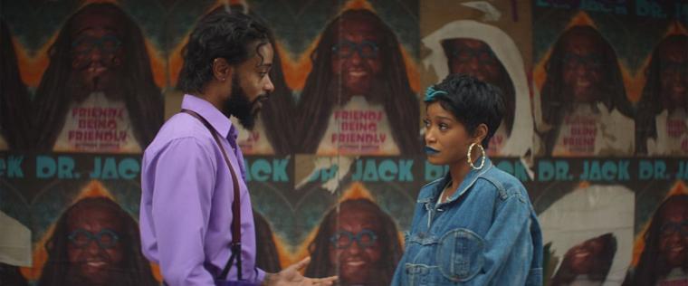 LaKeith Stanfield and Keke Palmer in I Love Boosters