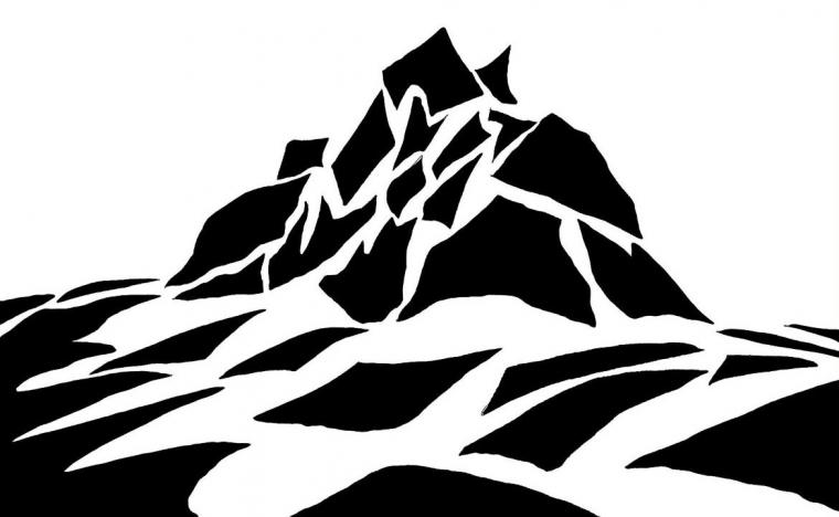 a mountain set design for Antigone by Matthew Callahan