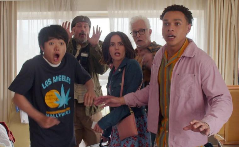 Ben Wang, Ken Marino, Zoey Deutch, John Slattery, and Miles Gutierrez-Rley in Gail Daughtry & the Celebrity Sex Pass