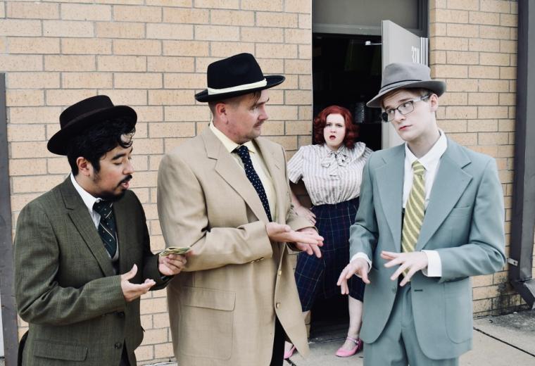 Joseph Nguyen, Chase Crull, Courtney Cooper, and Nate Gahagen in Guys & Dolls