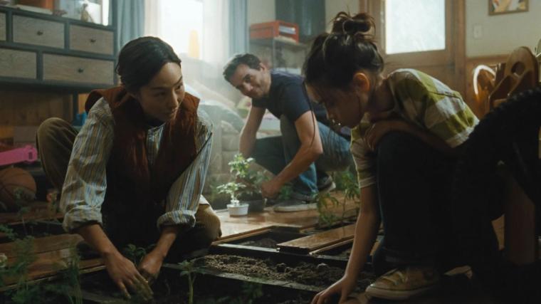 Greta Lee, Wagner Moura, and Emma Ho in The Last House