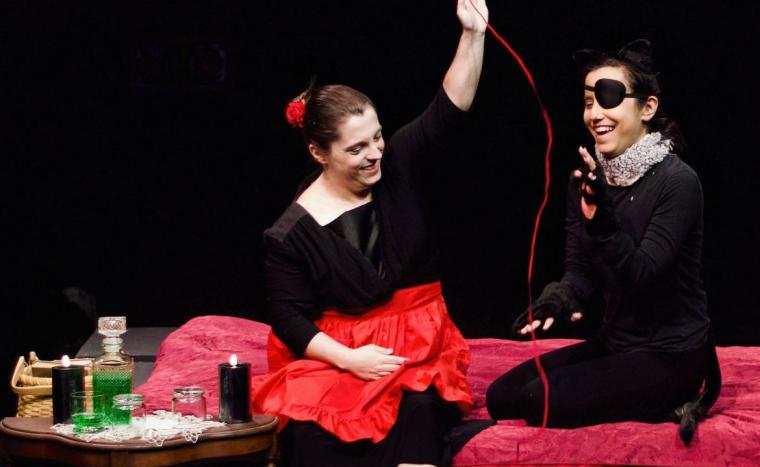 Jonna Hicks-Bird and Tabitha Oles. in Murder by Poe (photo by Michael Bitterman)