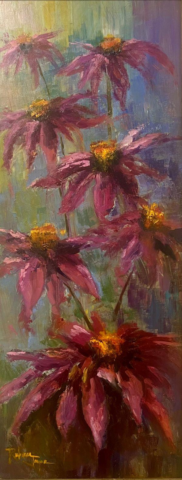 "Prairie Pop Ups" by Rabecca Hennessy in "UD Expressions: Plein Air Painters of Dubuque" at the Bisignano Art Gallery -- through September 25.