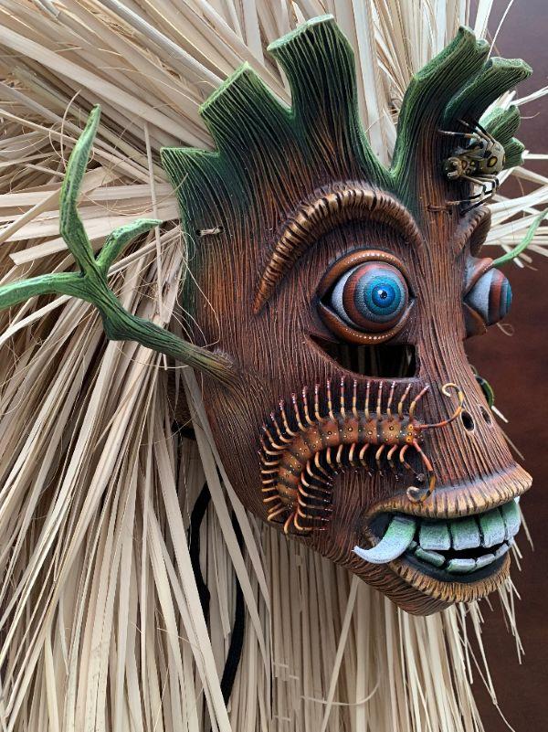 Norberto Alonso Lucano Suárez, Tonalá, Jalisco, Mexico, Tastoanes Mask, late 20th–21st century, leather, horsehair, palm fronds, cornstarch paste, © 2026 Norberto Alonso Lucano Suárez.