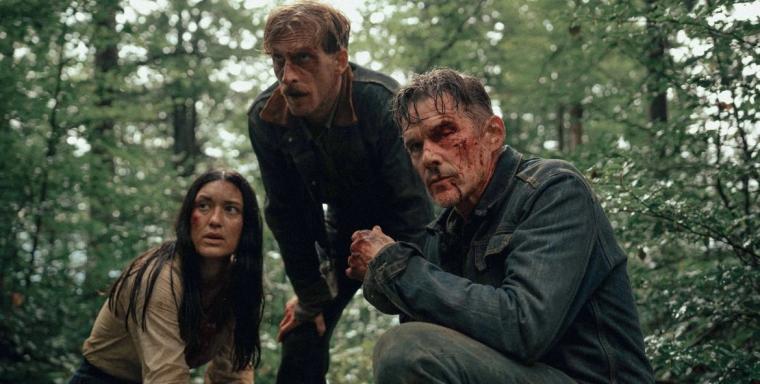 Julia Jones, Austin Amelio, and Ethan Hawke in The Weight