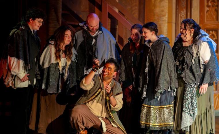 Adam Sanders and ensemble members in The Hunchback of Notre Dame (photo by Nat20 Photography)