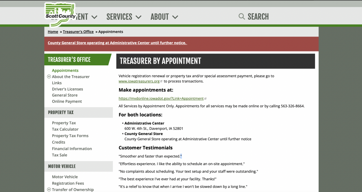OCT 2026 Scott County Treasurer Office Webpage